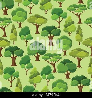 Natural seamless pattern con abstract alberi stilizzati Illustrazione Vettoriale