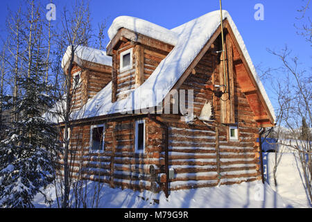 Nord America, USA, Alaska, Nord Alaska, James Dalton Highway, Brooks Range, Wiseman, log cabin, capanne di legno, Foto Stock