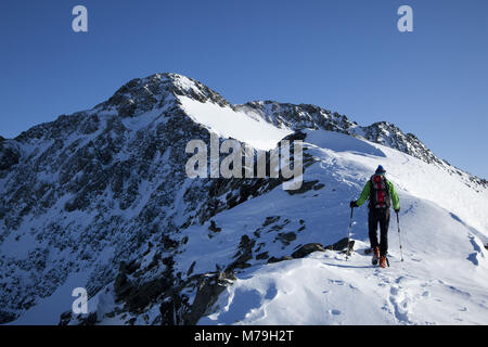 Tour di sci Ruderhofspitze, le Alpi dello Stubai in Tirolo, Austria, Foto Stock