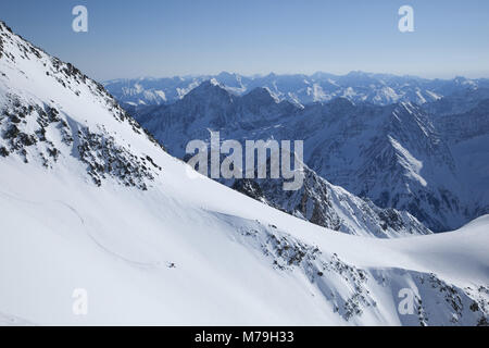 Tour di sci Ruderhofspitze, le Alpi dello Stubai in Tirolo, Austria, Foto Stock