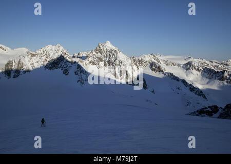 Tour di sci Ruderhofspitze, le Alpi dello Stubai in Tirolo, Austria, Foto Stock