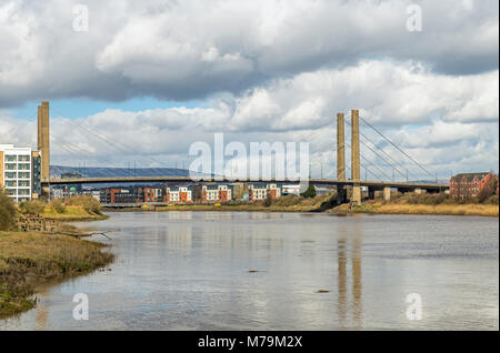 George Street ponte sopra il fiume Usk Newport South Wales Foto Stock