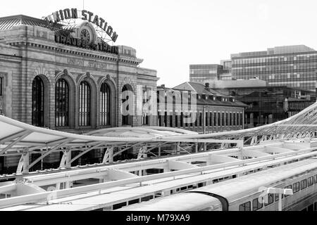 La Union Station, Denver, Colorado, Stati Uniti d'America. Rinnovato Union Station nel centro cittadino di Denver Foto Stock