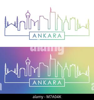 Lo skyline di Ankara. Colorato stile lineare. Modificabile file vettoriali. Illustrazione Vettoriale