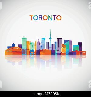 Toronto skyline silhouette in un colorato stile geometrico. Simbolo per il design. Illustrazione Vettoriale. Illustrazione Vettoriale