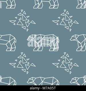 Abstract poligonale orso polare seamless pattern. Illustrazione Vettoriale. Illustrazione Vettoriale