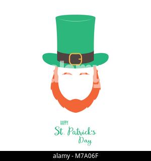 Leprechaun irlandese con barba rossa. Illustrazione Vettoriale. Illustrazione Vettoriale