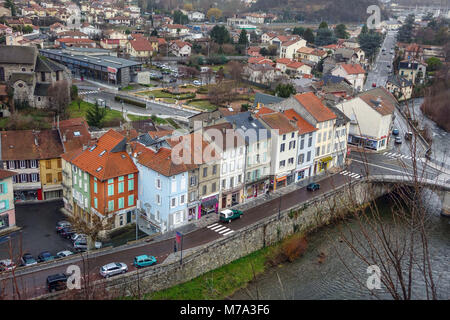 Giorno umido a Tarascon sur Ariège, Ariège, Pirenei francesi, Francia Foto Stock