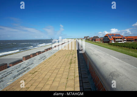 Gestione delle zone costiere strutture con due Wandelbahnen e Schrägdeckwerk nell ovest dell'Oriente Frisone isola di Baltrum. Foto Stock