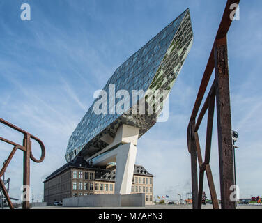 Nieuw Havenhuis (nuovo Harbor House), uno dei progetti finali dell'architetto Zaha Hadid, Anversa (Antwerpen), nelle Fiandre, in Belgio, Europa Foto Stock