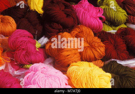 Close-up di filati di lana Foto Stock