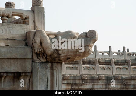 Statua di drago sulla parete circostante, la Città Proibita di Pechino, Cina Foto Stock