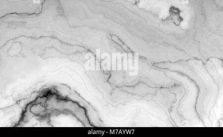 Marmo bianco pattern con parentesi grigio e nero nelle vene. Abstract texture e background. 2D illustrazione Foto Stock