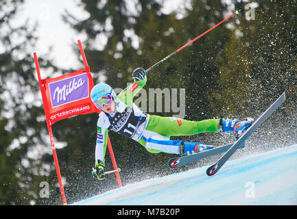 Ofterschwang, Germania. 09Mar, 2018. Meta HROVAT, SLO in azione alle donne slalom gigante FIS World Cup gara di Ofterschwang, Germania Marzo 09, 2018. Credito: Peter Schatz/Alamy Live News Foto Stock