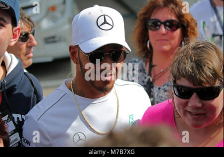 Barcellona, Spagna. 09Mar, 2018. Lewis Hamilton durante il periodo della Formula 1 prove presso il circuito Barcelona-Catalunya, il 09 marzo 2018, a Barcellona, Spagna. Credito: Gtres Información más Comuniación on line, S.L./Alamy Live News Foto Stock