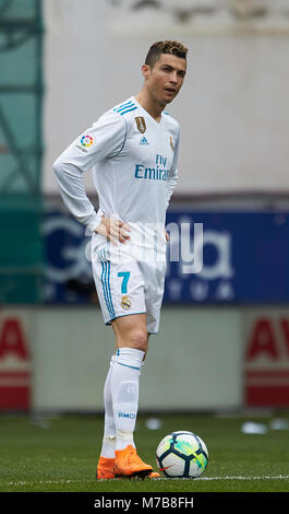 Eibar, Spagna. Decimo Mar, 2018. (7) Cristiano Ronaldo durante lo spagnolo La Liga partita di calcio tra S.D Eibar e Real Madrid C.F, a Ipurua Stadium, in Eibar, Spagna settentrionale, Sabato, Marzo, 10, 2018. Credito: Gtres Información más Comuniación on line, S.L./Alamy Live News Foto Stock