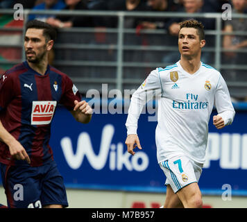 Eibar, Spagna. Decimo Mar, 2018. (7) Cristiano Ronaldo durante lo spagnolo La Liga partita di calcio tra S.D Eibar e Real Madrid C.F, a Ipurua Stadium, in Eibar, Spagna settentrionale, Sabato, Marzo, 10, 2018. Credito: Gtres Información más Comuniación on line, S.L./Alamy Live News Foto Stock