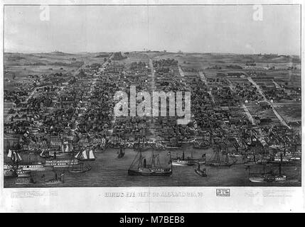 Una fotografia a volo d'uccello di Alexandria, Virginia, che mostra il layout della città e le caratteristiche notevoli da una prospettiva elevata. L'immagine offre una vista ampia della città. Foto Stock