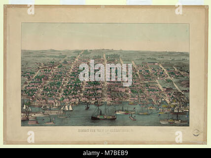 Una vista a volo d'uccello di Alexandria, Virginia, che mostra il layout della città con le sue strade, gli edifici e il lungomare. Questa prospettiva mette in evidenza il design urbano e le caratteristiche geografiche della zona. Foto Stock