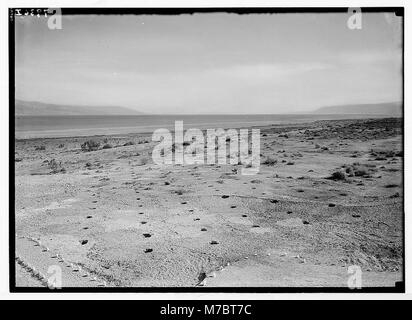 Un'immagine composita che mostra il Mar morto e il Kallia Hotel, evidenziando il paesaggio unico di questo corpo di acqua salata. Foto Stock