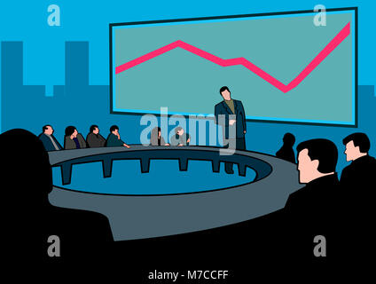 Imprenditore dando una presentazione in sala conferenze Foto Stock