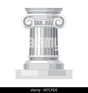 Realistico ionica greca antica colonna di marmo isolato Illustrazione Vettoriale