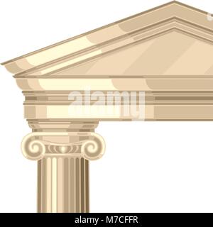 Realistico ionico antico tempio greco con colonne Illustrazione Vettoriale