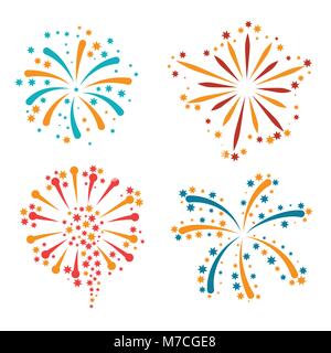 Set di abstract coloratissimi fuochi d'artificio e salute Illustrazione Vettoriale