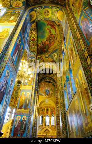 San Pietroburgo, Russia - Ott 10, 2016. Interno della chiesa del Salvatore sul Sangue versato, San Pietroburgo, Russia. La chiesa ha un eccezionale un Foto Stock