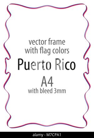 Il telaio e il bordo del nastro con i colori del Porto Rico bandiera Illustrazione Vettoriale