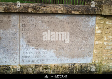 Sul ciglio della strada traversa di Woodchester Priory, Nailsworth, Gloucester. Prima della prima guerra mondiale memoriali, segna anche George Arthur Shee Foto Stock