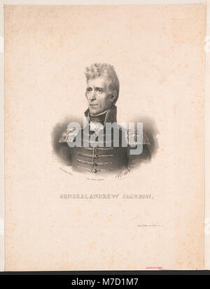 Una litografia del generale Andrew Jackson, che mostra la sua leadership militare e il suo significato nella storia americana durante il XIX secolo. Foto Stock