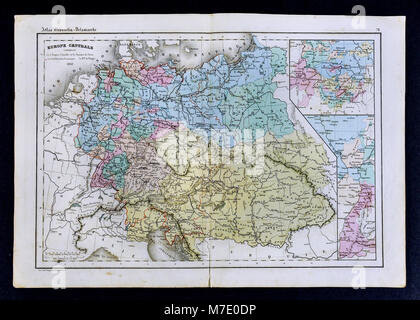 1861 Delamarche Mappa di Europa Centrale tra cui Germania, Austria, Ungheria, la Prussia, Polonia Foto Stock