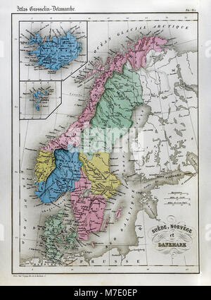 1858 Delamarche mappa - Scandinavia Europa - SVEZIA NORVEGIA DANIMARCA Islanda Finlandia Foto Stock