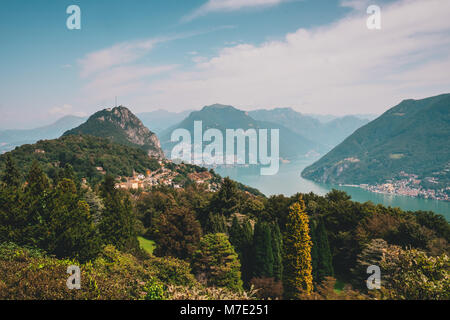 Vista dal parco san grato sul lago di Lugano Foto Stock