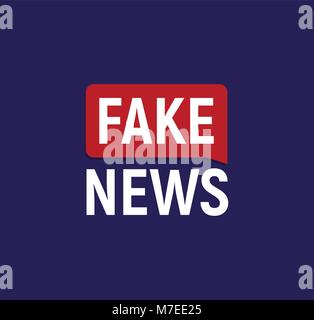 Fake News broadcast logo. La politica di rottura news banner. Coperchio di giornale illustrazione vettoriale su sfondo blu scuro. Illustrazione Vettoriale