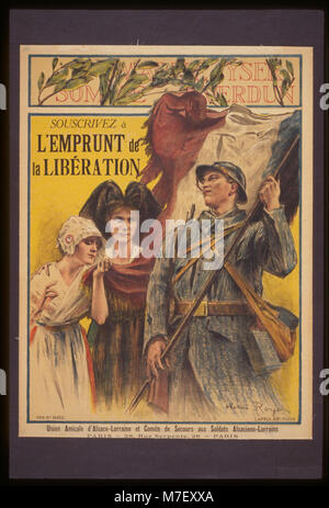 Un manifesto di propaganda francese dell'era della seconda guerra mondiale che promuoveva il "prestito della liberazione". Questo manifesto incoraggiò i cittadini a contribuire finanziariamente allo sforzo bellico durante la liberazione della Francia. Foto Stock