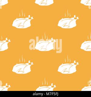 Vector pattern senza giunture dal caldo ringraziamento turchia su sfondo arancione. Mano bozzetto turchia Illustrazione Vettoriale