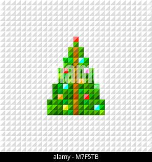 Vector Pixel Art albero di Natale. Illustrazione Vettoriale