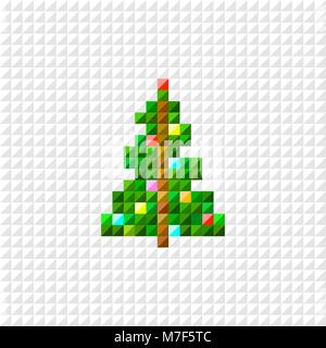 Vector Pixel Art albero di Natale. Design piatto Illustrazione Vettoriale