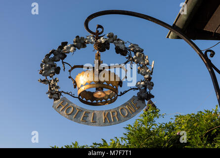 Hotel Krone, Assmannshausen, Rheingau, Assia, Deutschland, Europa Foto Stock