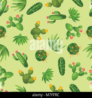 Cactus e piante naturali astratto modello senza giunture Illustrazione Vettoriale