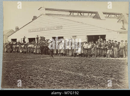 Horse shoeing shop, Intendente del dipartimento, Washington D.C., Aprile 1865 LCCN2012650158 Foto Stock