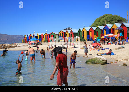 Il piccolo riparo St James Beach, vicino Kalk Bay su False Bay, sulla Penisola del Capo, nei pressi di Città del Capo, Sud Africa Foto Stock