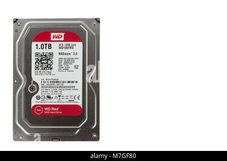 Brnenec, Ceco Republic-August 4,2016: Interno Desktop Hard Drive WD rosso con NASware 3.0 tecnologia. Western Digital è il numero di un costruttore Foto Stock