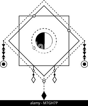 Geometria Sacra forme. Totem magico. Alchimia, religione, filosofia, hipster elementi e logo. Bohemian simbolo etnica Illustrazione Vettoriale