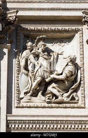 Statue in marmo sulla Fontana di Trevi (Fontana di Trevi), Roma, lazio, Italy. Foto Stock