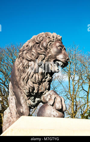 Lion statua nei giardini italiani il Parco Stanley Blackpool Lancashire England Regno Unito Foto Stock