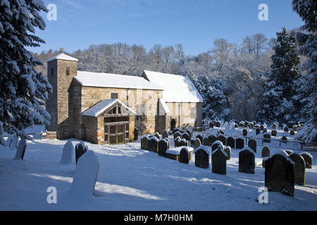 Kirkdale Priory [San Gregorio di Minster] in inverno North York Moors North Yorkshire Foto Stock