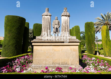 Monumento a Cristoforo Colombo, Regina Isabella, Re Ferdinando in Spagna Foto Stock